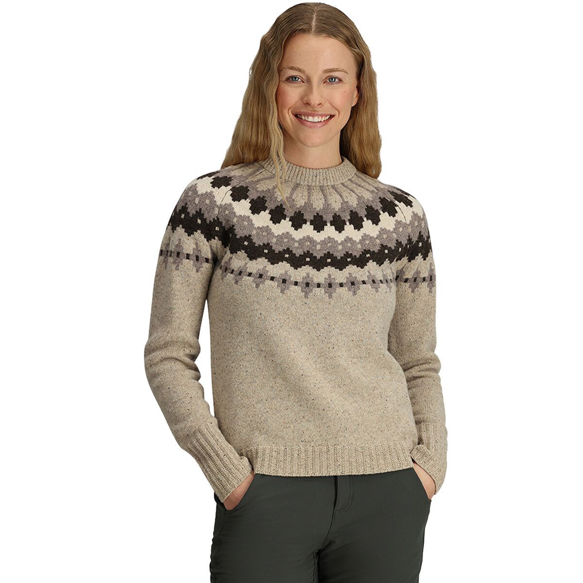Image of Royal Robbins Rockcraft Wool Crew Sweater - Women's Sandstone Snowcreek Print, L