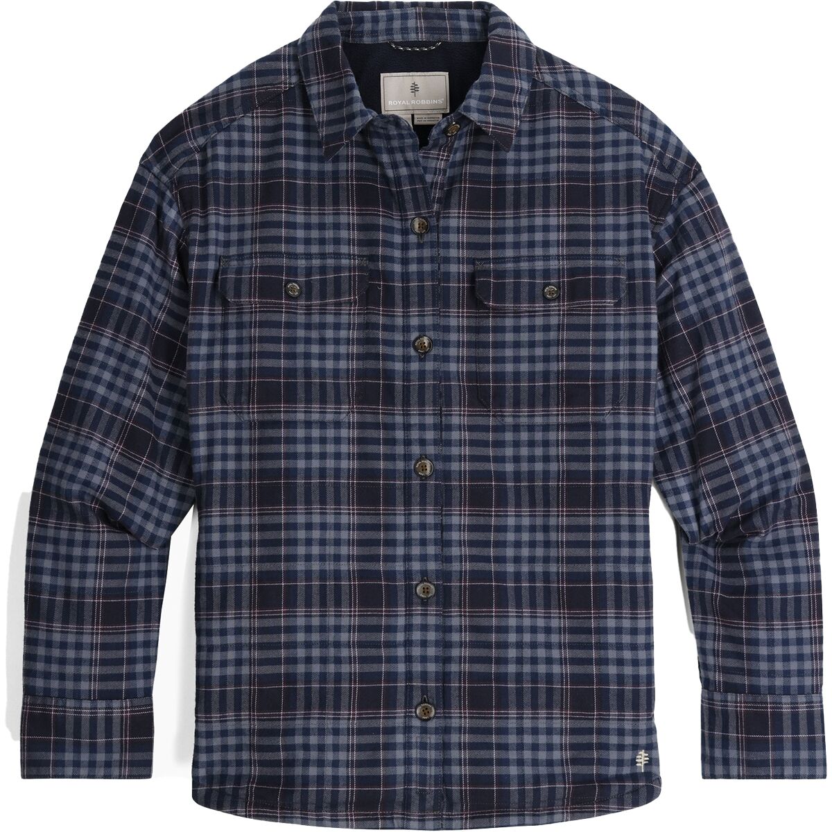Image of Royal Robbins Vista Flannel Shacket - Women's Deep Blue Antelope Plaid, M