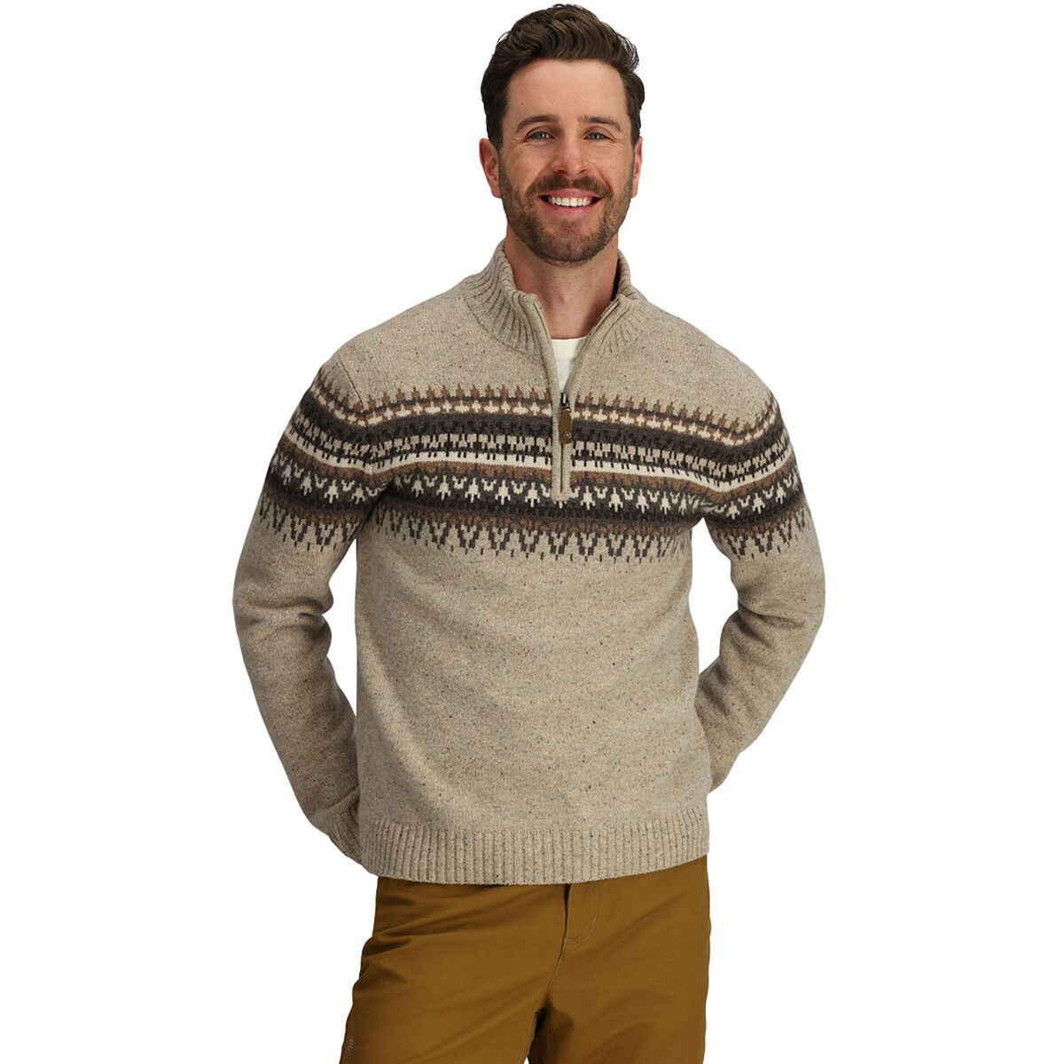 Image of Royal Robbins Arch Rock 1/4-Zip Sweater - Men's Sandstone Kirkwood Pt, XL