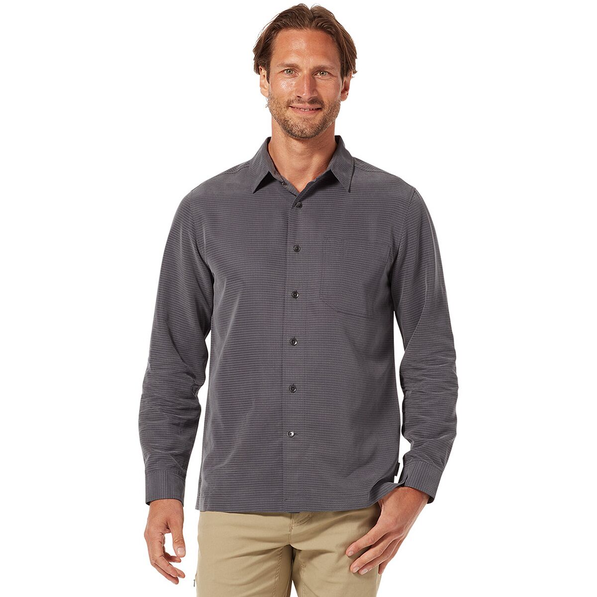 Image of Royal Robbins Desert Pucker Dry Long-Sleeve Shirt - Men's Asphalt, S
