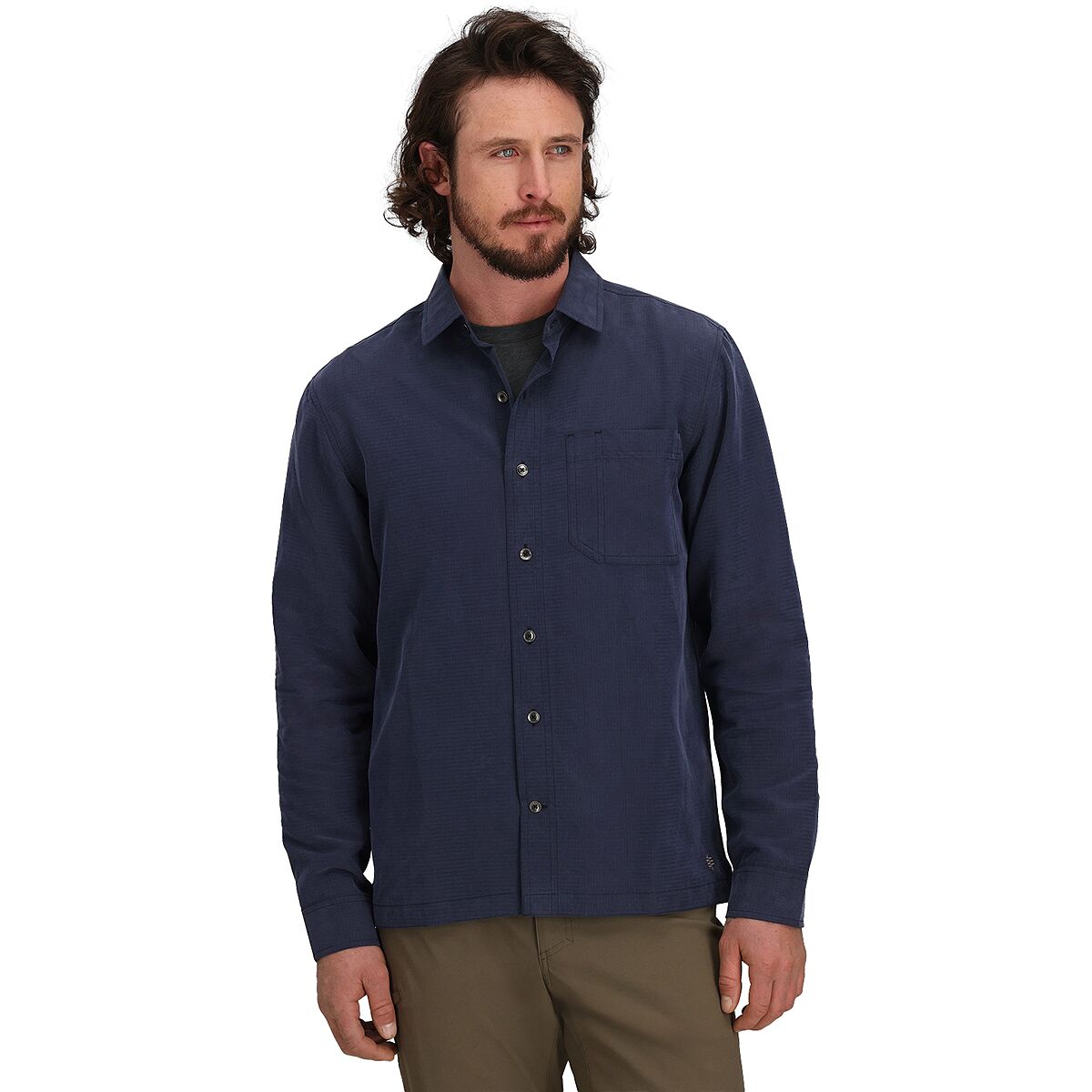 Image of Royal Robbins Desert Pucker Dry Long-Sleeve Shirt - Men's Naval, L