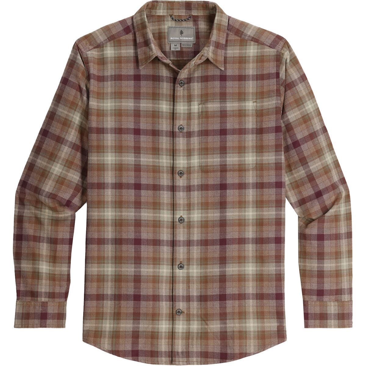 Image of Royal Robbins Lieback Organic Cotton Flannel Shirt - Men's Dusty Olive Dipsea Pld, M