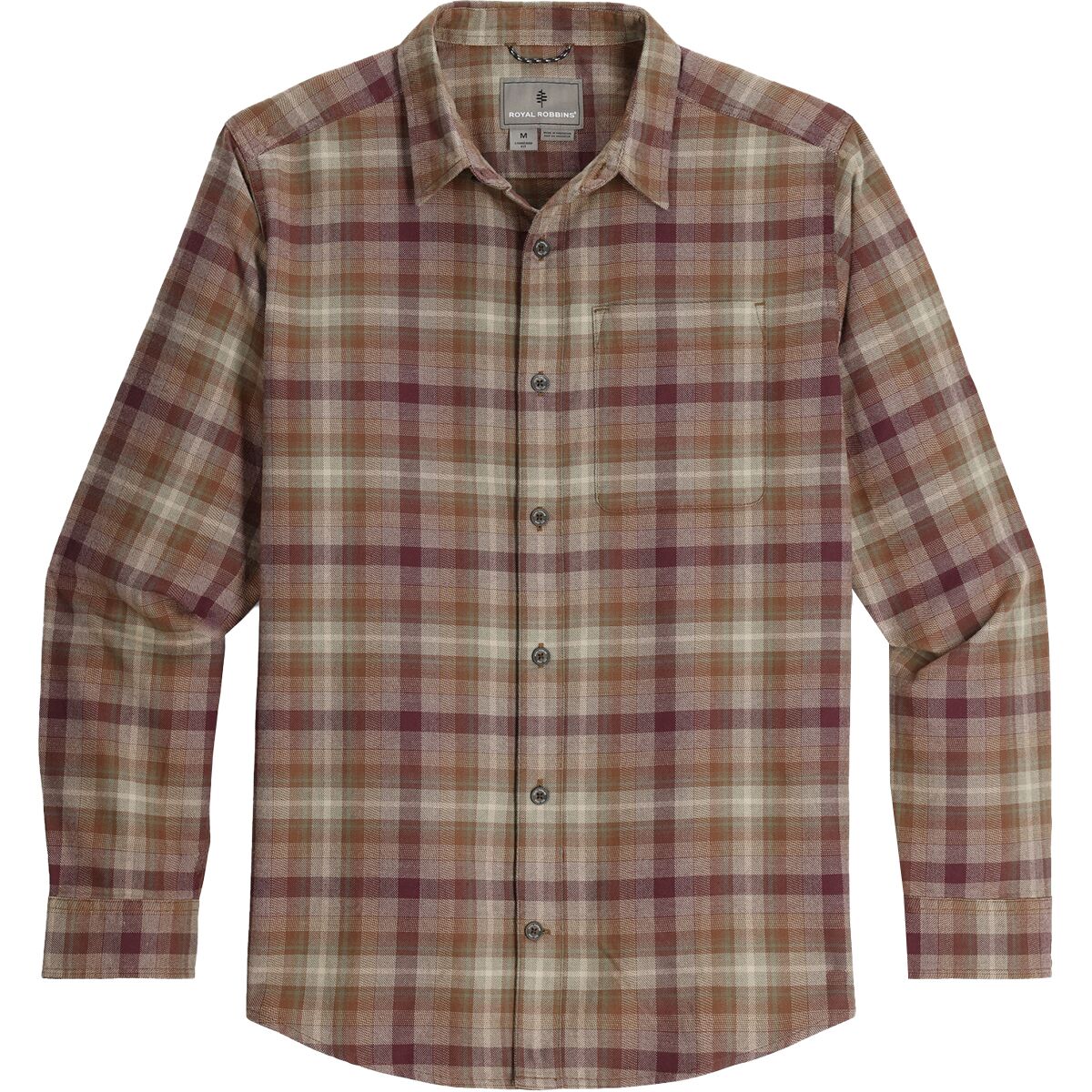 Image of Royal Robbins Lieback Organic Cotton Flannel Shirt - Men's Dusty Olive Dipsea Pld, L