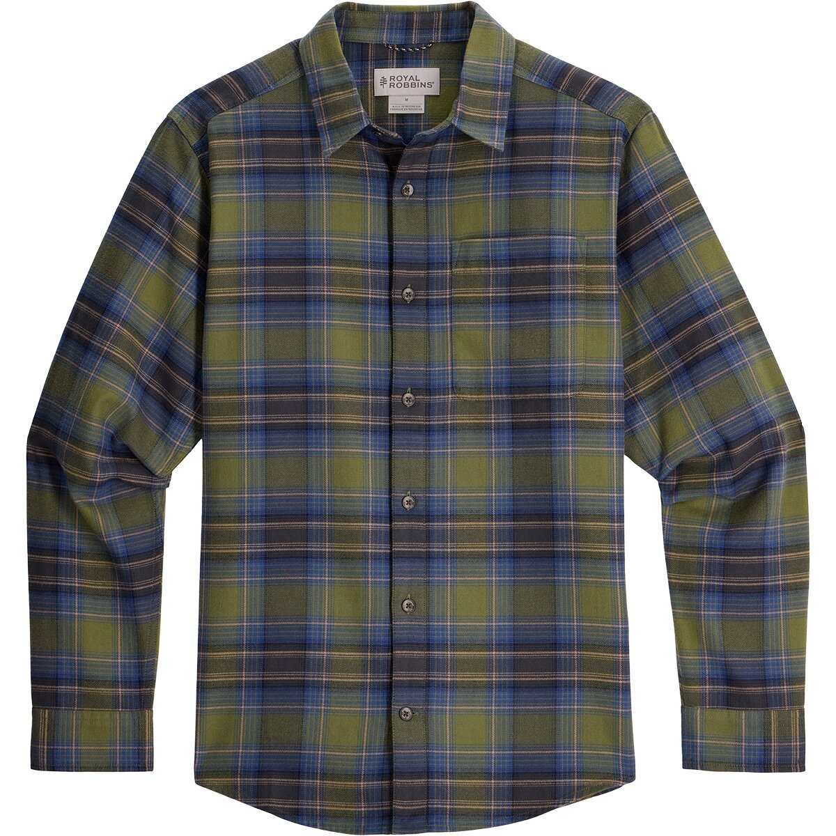 Image of Royal Robbins Lieback Organic Cotton Flannel Shirt - Men's Olive Oak Pld, XL