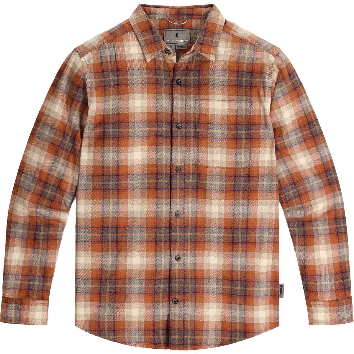 Image of Royal Robbins Lieback Organic Cotton Flannel Shirt - Men's Rust Brown Dipsea Pld, XL