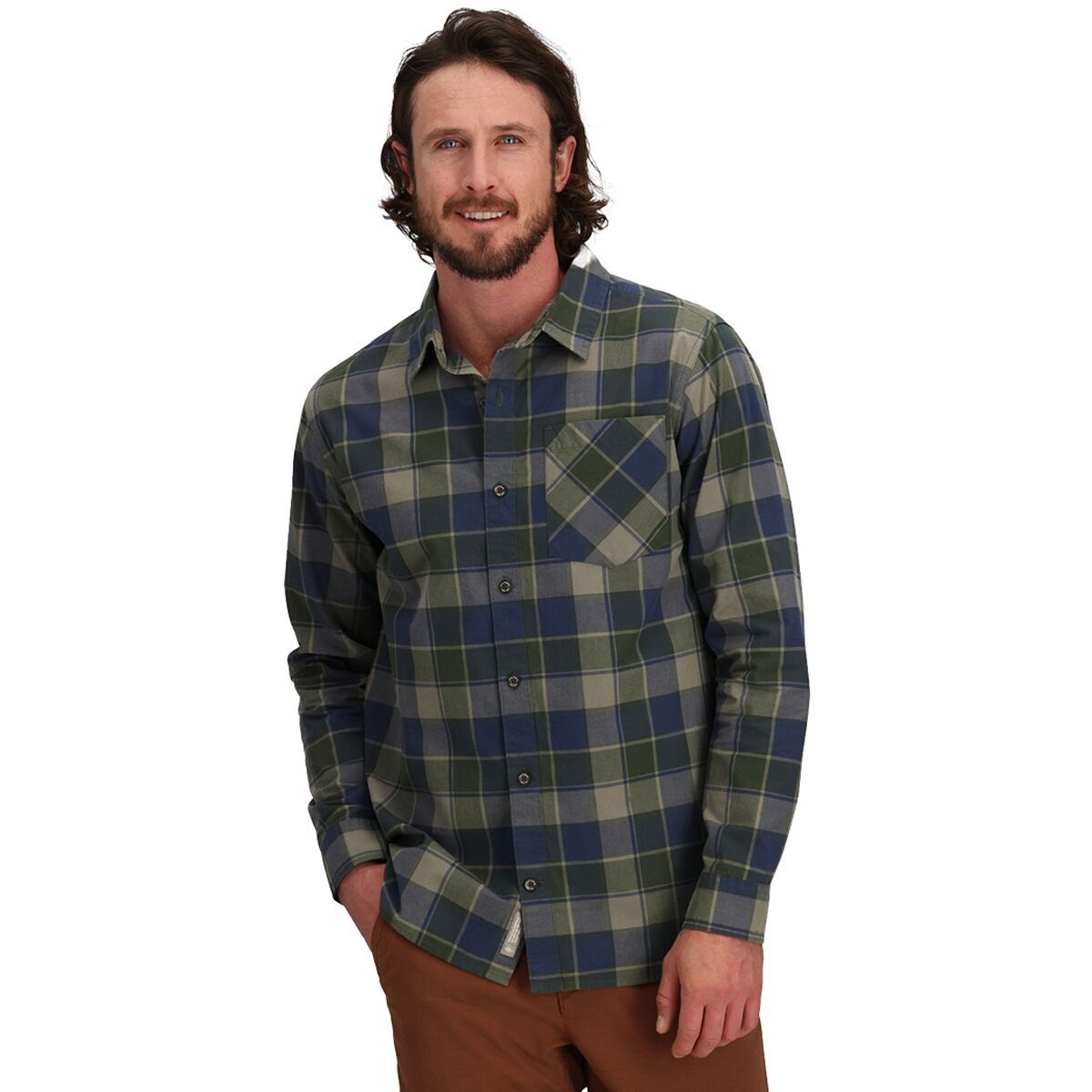 Image of Royal Robbins Tamarack Long-Sleeve Shirt - Men's Dusty Olive Canyon Pld, S