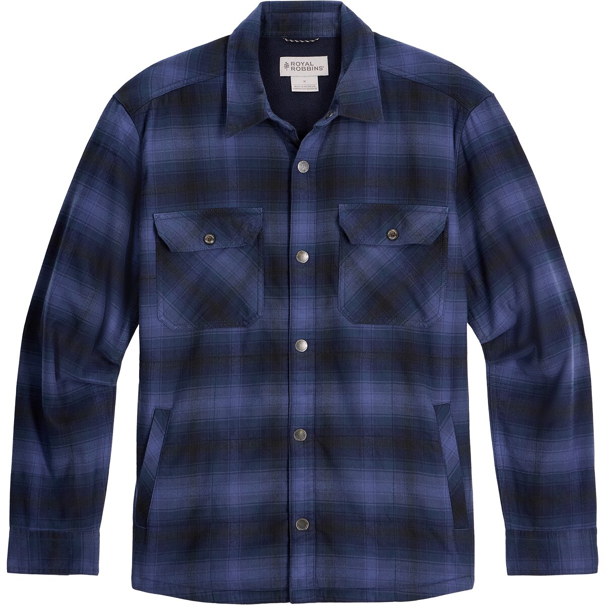 Image of Royal Robbins Vista Flannel Shacket - Men's Deep Blue Grizzly Pld, XL