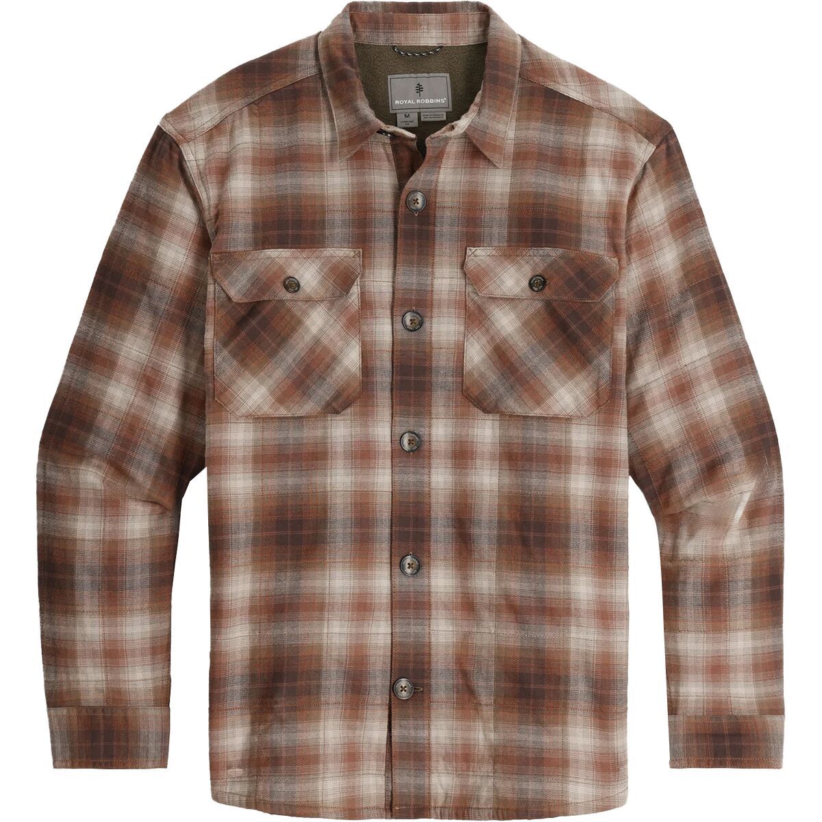 Image of Royal Robbins Snowcap Lined Flannel Shirt - Men's Seal Brown Tioga Pld, S