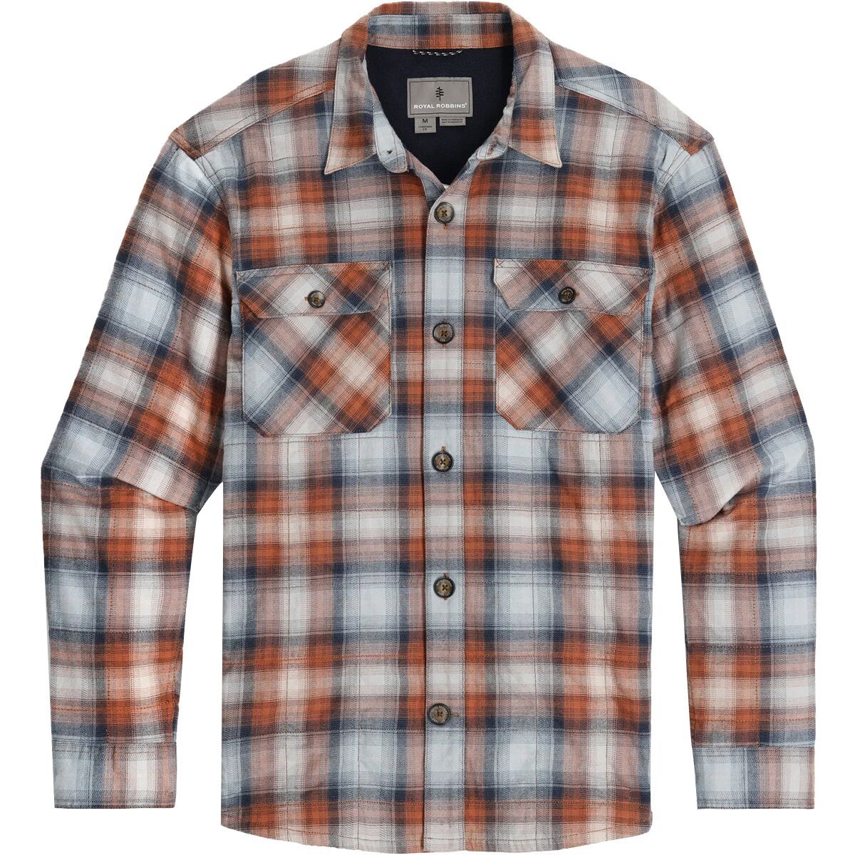 Image of Royal Robbins Snowcap Lined Flannel Shirt - Men's Steel Blue Tioga Pld, L