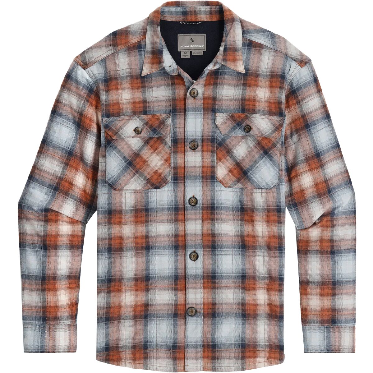 Image of Royal Robbins Snowcap Lined Flannel Shirt - Men's Steel Blue Tioga Pld, M