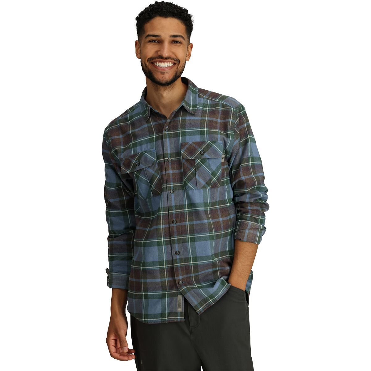 Image of Royal Robbins Lost Coast Flannel Long-Sleeve Shirt - Men's Collins Blue Sonoma Plaid, S