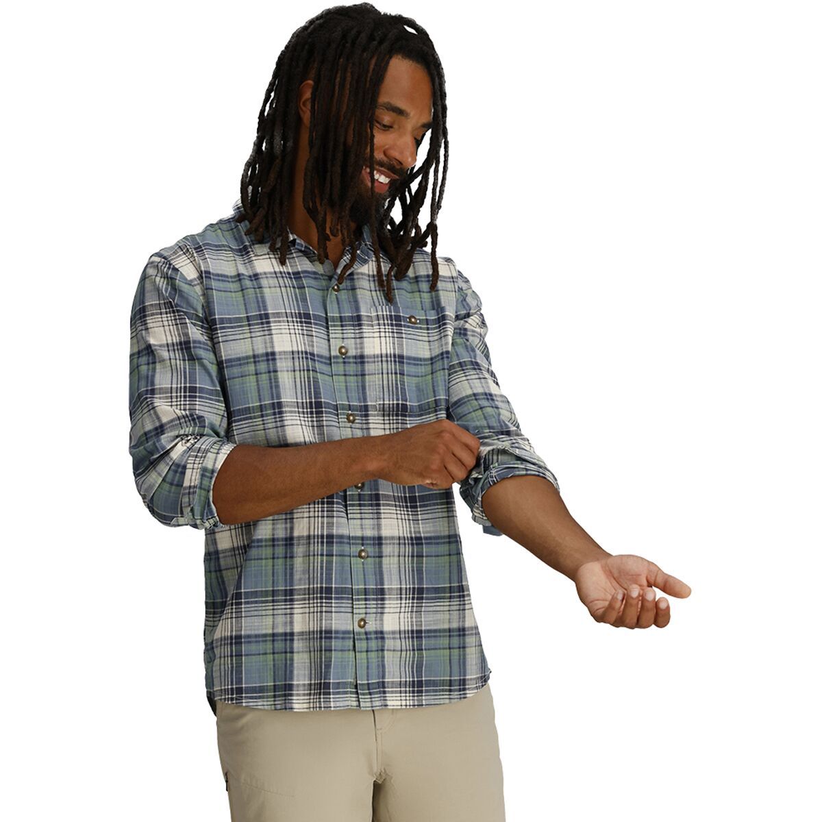 Image of Royal Robbins Redwood Plaid Long-Sleeve Shirt - Men's Sea Pismo Plaid, XL