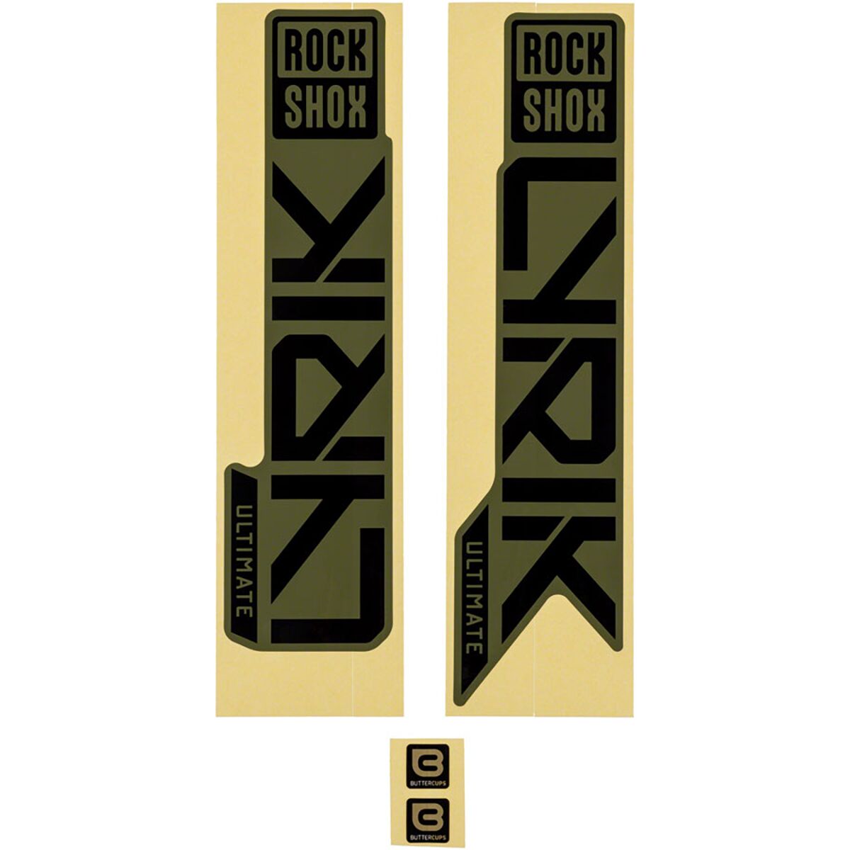 Image of RockShox Lyrik Ultimate Decal Kit Gloss Black for Gloss Green, 2023+, One Size