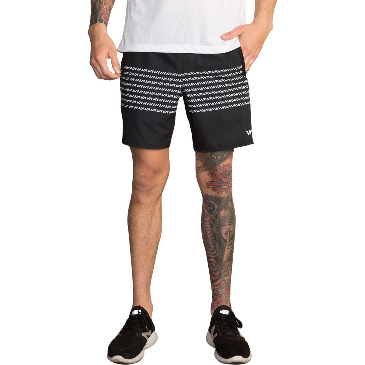 Image of RVCA Yogger Stretch Short - Men's Black/White, S