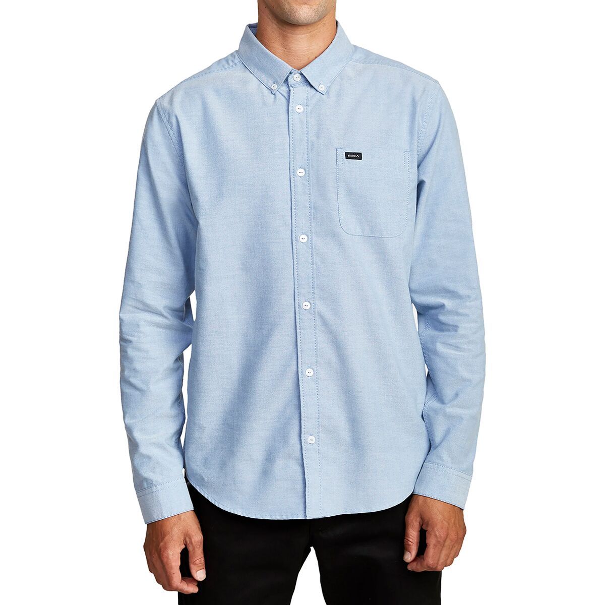 Image of RVCA That'll Do Stretch Long-Sleeve Shirt - Men's Oxford Blue3, XXL