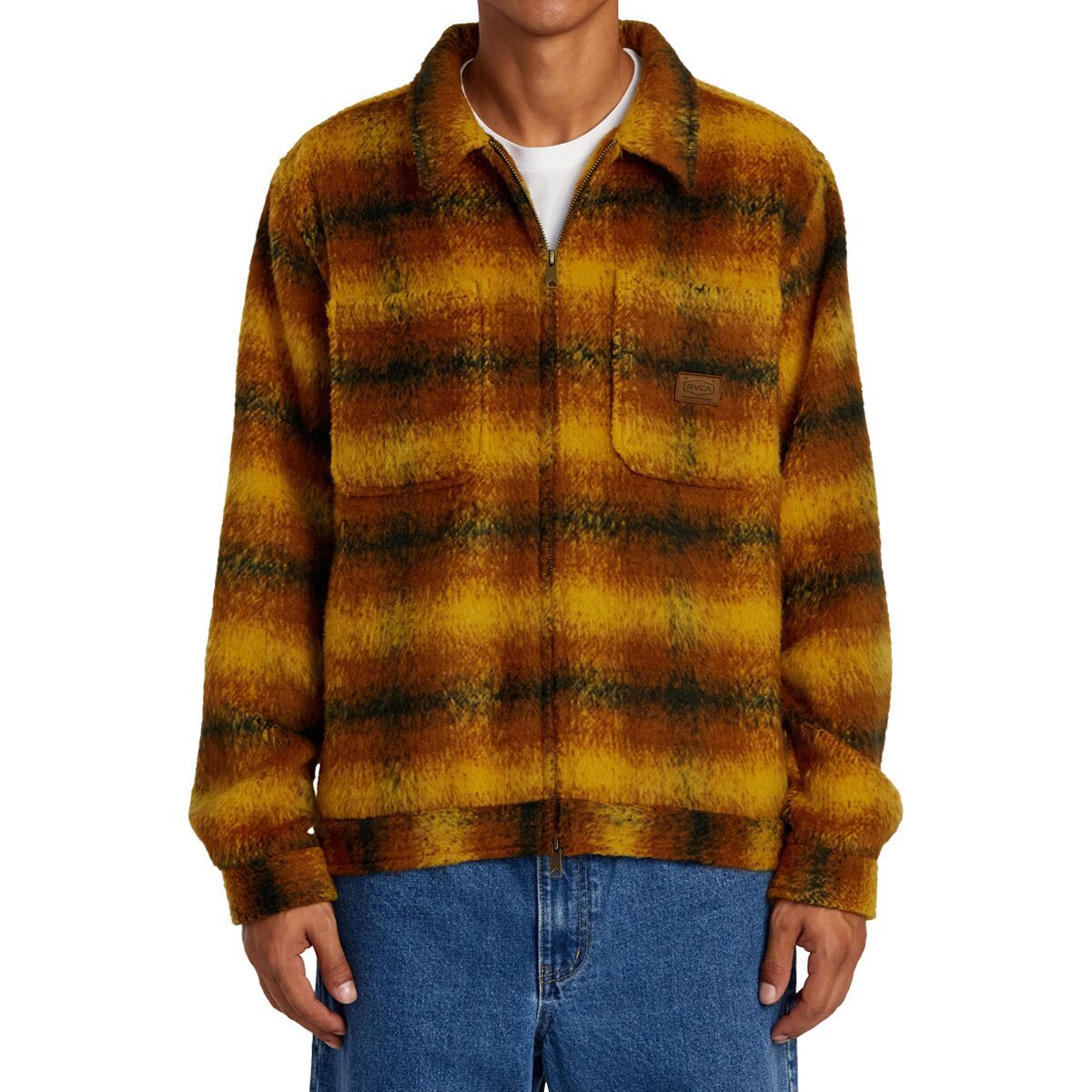 Image of RVCA Chainmail Zip Flannel - Men's Black, L