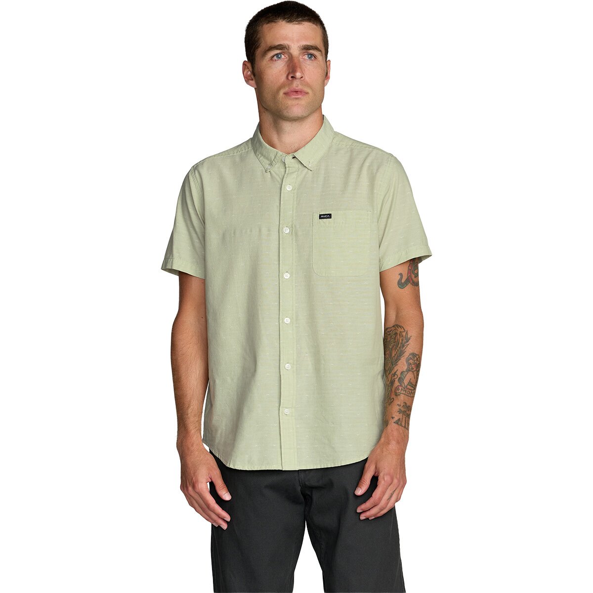 Image of RVCA That'll Do Dobby Short-Sleeve Shirt - Men's Laurel Green, S