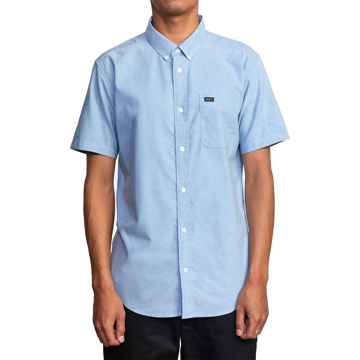 Image of RVCA That'll Do Stretch Short-Sleeve Shirt - Men's Oxford Blue2, M