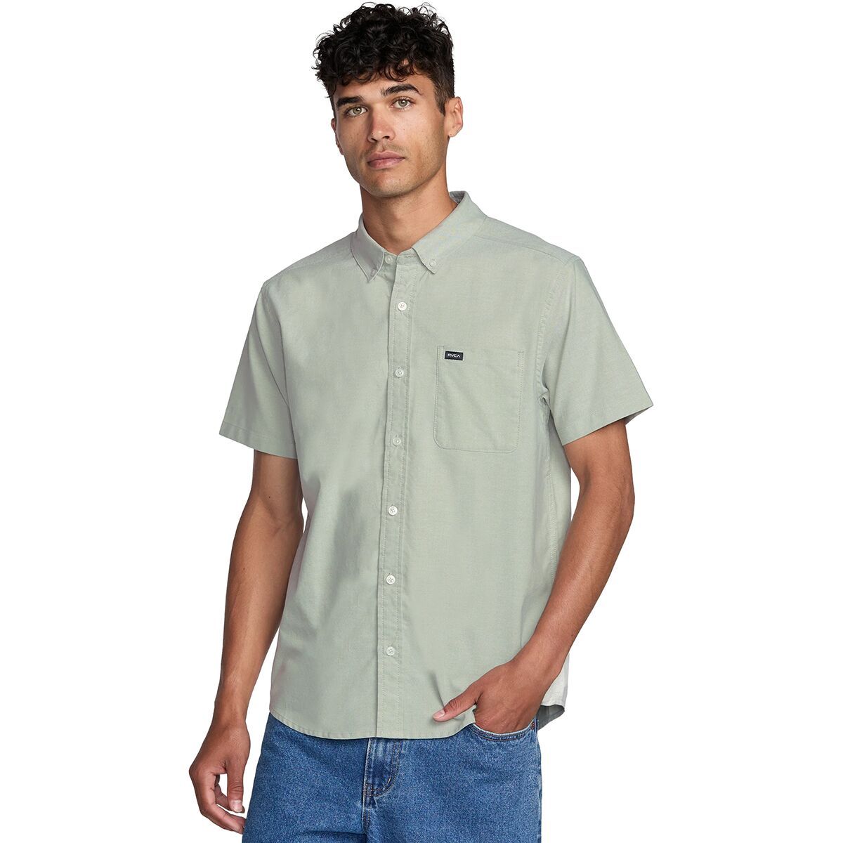 Image of RVCA That'll Do Stretch Short-Sleeve Shirt - Men's Ranger Green, XL
