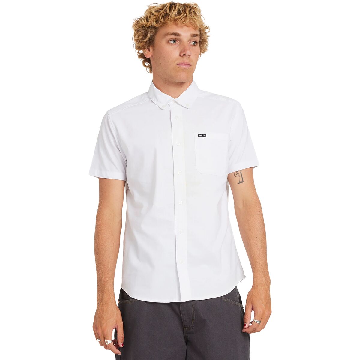 Image of RVCA That'll Do Stretch Short-Sleeve Shirt - Men's White2, XXL