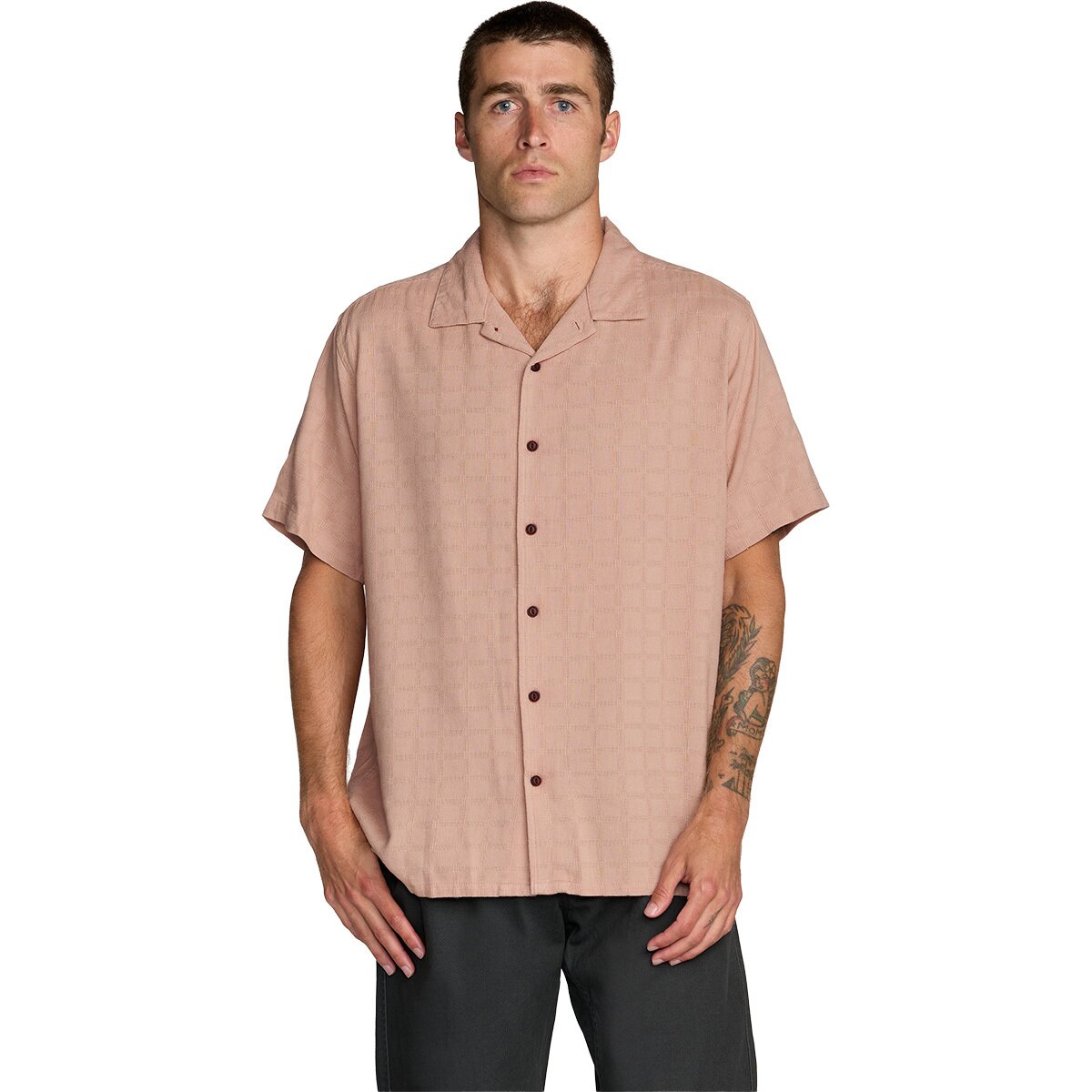 Image of RVCA Vacancy Short-Sleeve Shirt - Men's Pale Mauve, M