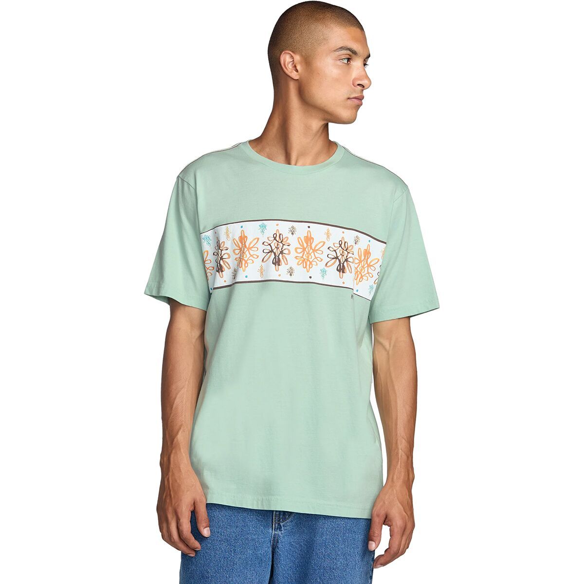 Image of RVCA Jacob Stripe Short-Sleeve T-Shirt - Men's Blue Haze, M