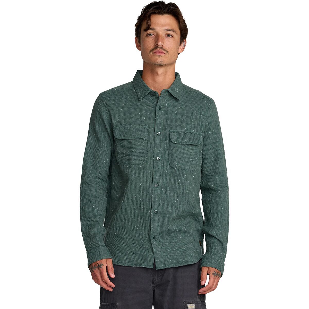 Image of RVCA Dayshift Long-Sleeve Flannel - Men's Balsam Green, S