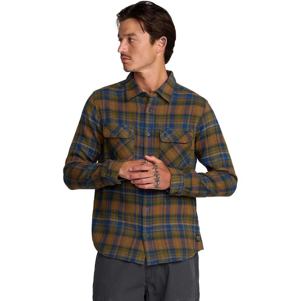 Image of RVCA Dayshift Long-Sleeve Flannel - Men's Olive, M