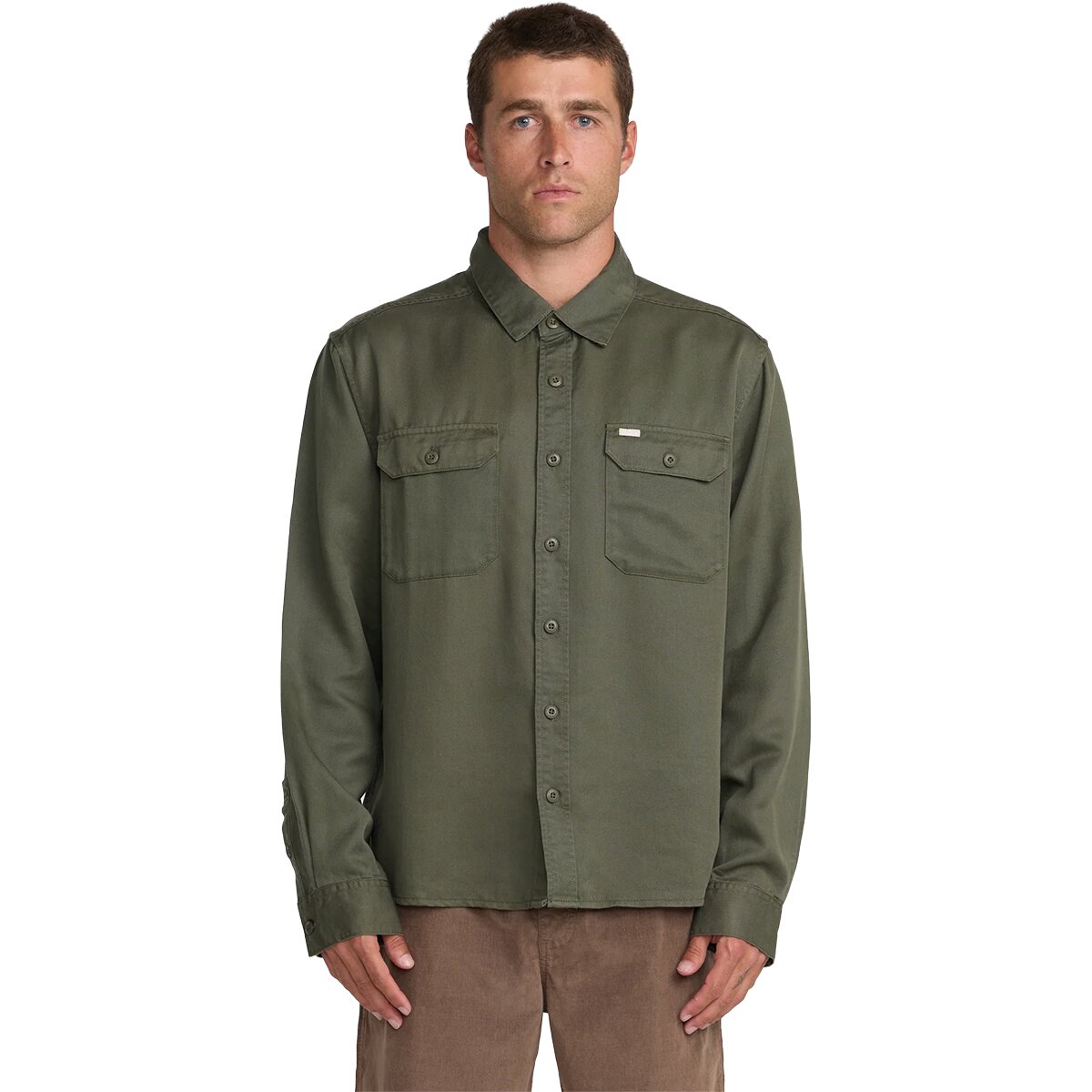 Image of RVCA Vacancy Utility Long-Sleeve Shirt - Men's Fatigue, XL