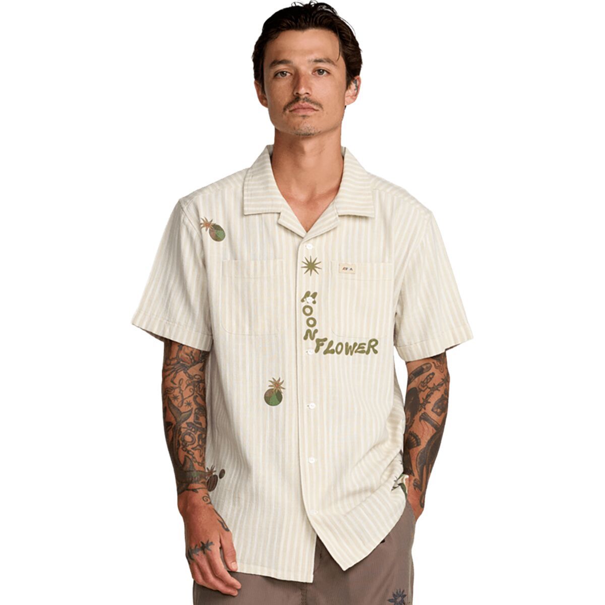 Image of RVCA Mel G Moonlight Short-Sleeve Shirt - Men's Antique White, M