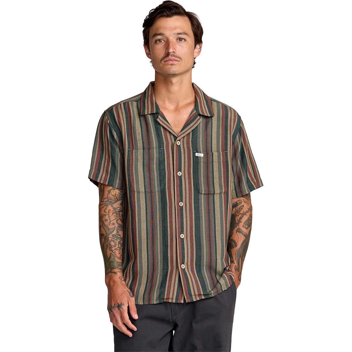 RVCA RVCA Exotica Stripe Shirt - Men's Sage Leaf, L