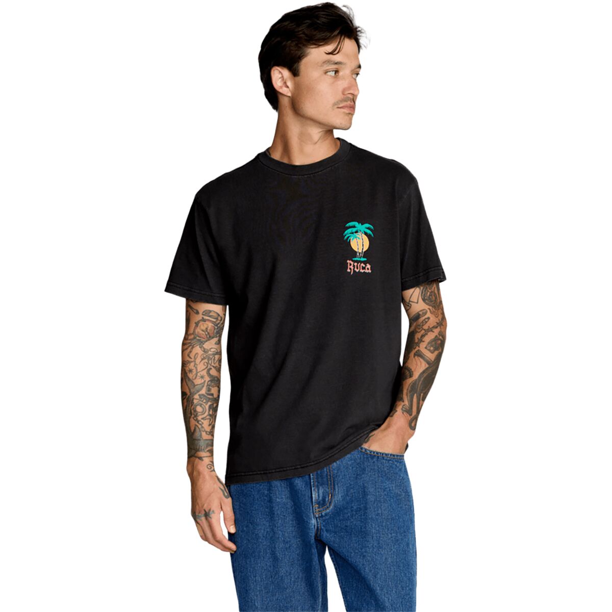 Image of RVCA Frond Mural Shirt - Men's Black, L