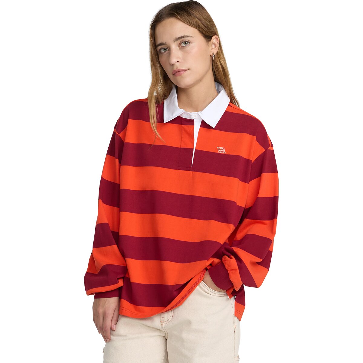 Image of RVCA Academy Long-Sleeve Rugby Shirt - Women's Brick, M