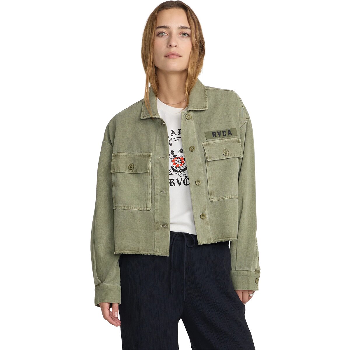 Image of RVCA Reserve Ls Overshirt - Women's Olive, XS