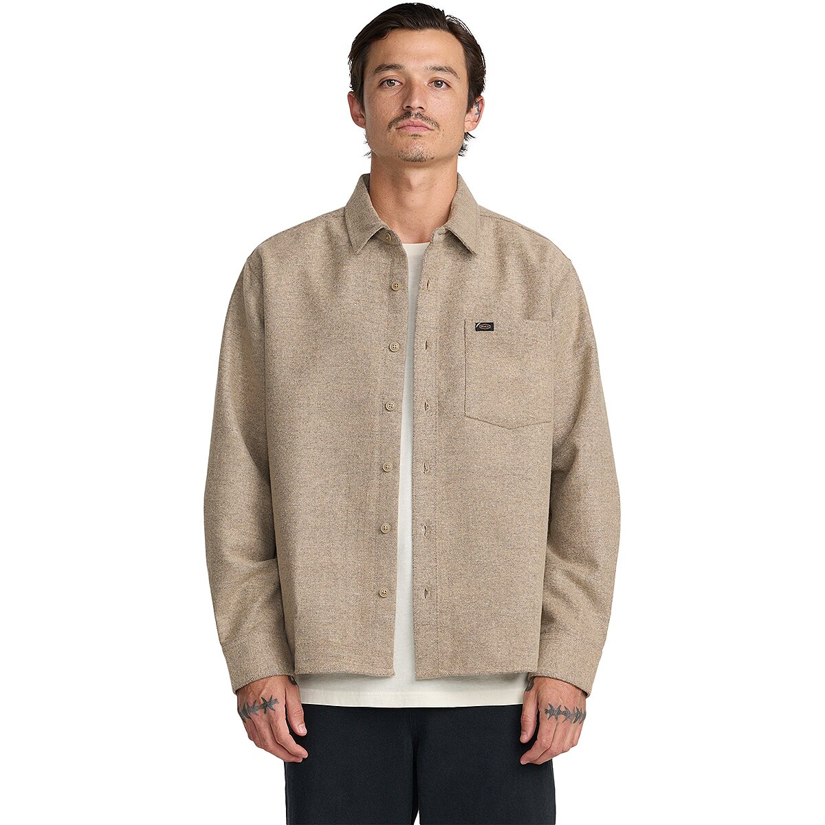 Image of RVCA Dayshift Solid Flannel Shirt - Men's Wheat, XL