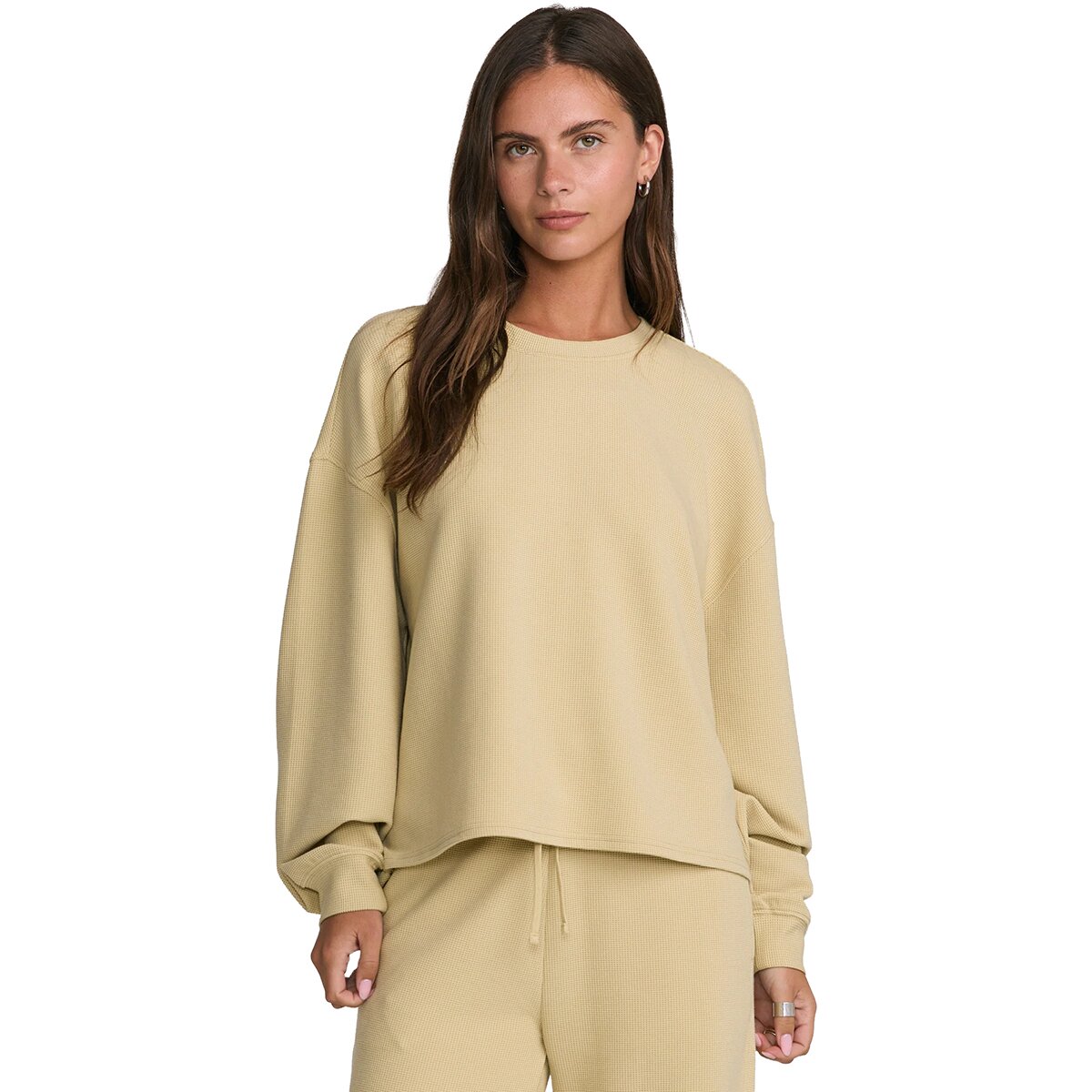 Image of RVCA Glory Waffle Pullover Crew Top - Women's Vintage Khaki, L