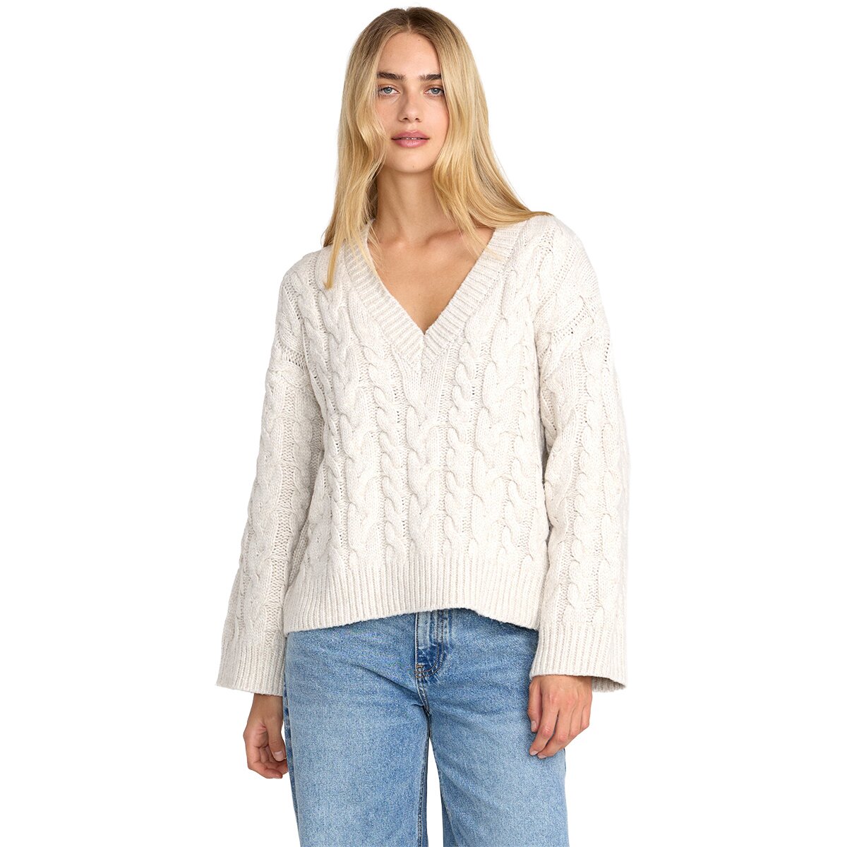 RVCA RVCA Cable V Neck Sweater - Women's Star White, XS - $95.00 at Backcountry.com