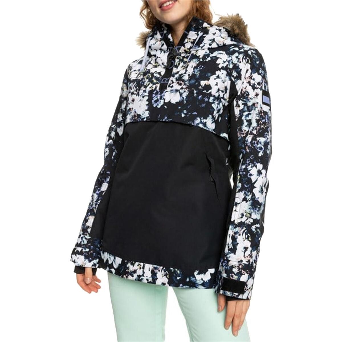 Image of Roxy Shelter Snow Jacket - Women's True Black Black Flowers, XS