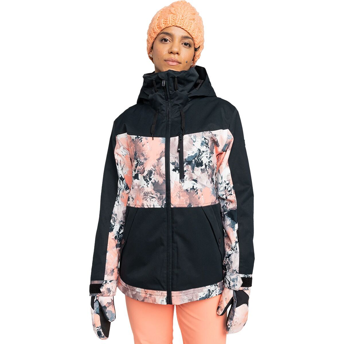 Roxy Presence Parka Jacket - Women's Peach Pink Dreamy Picture, M