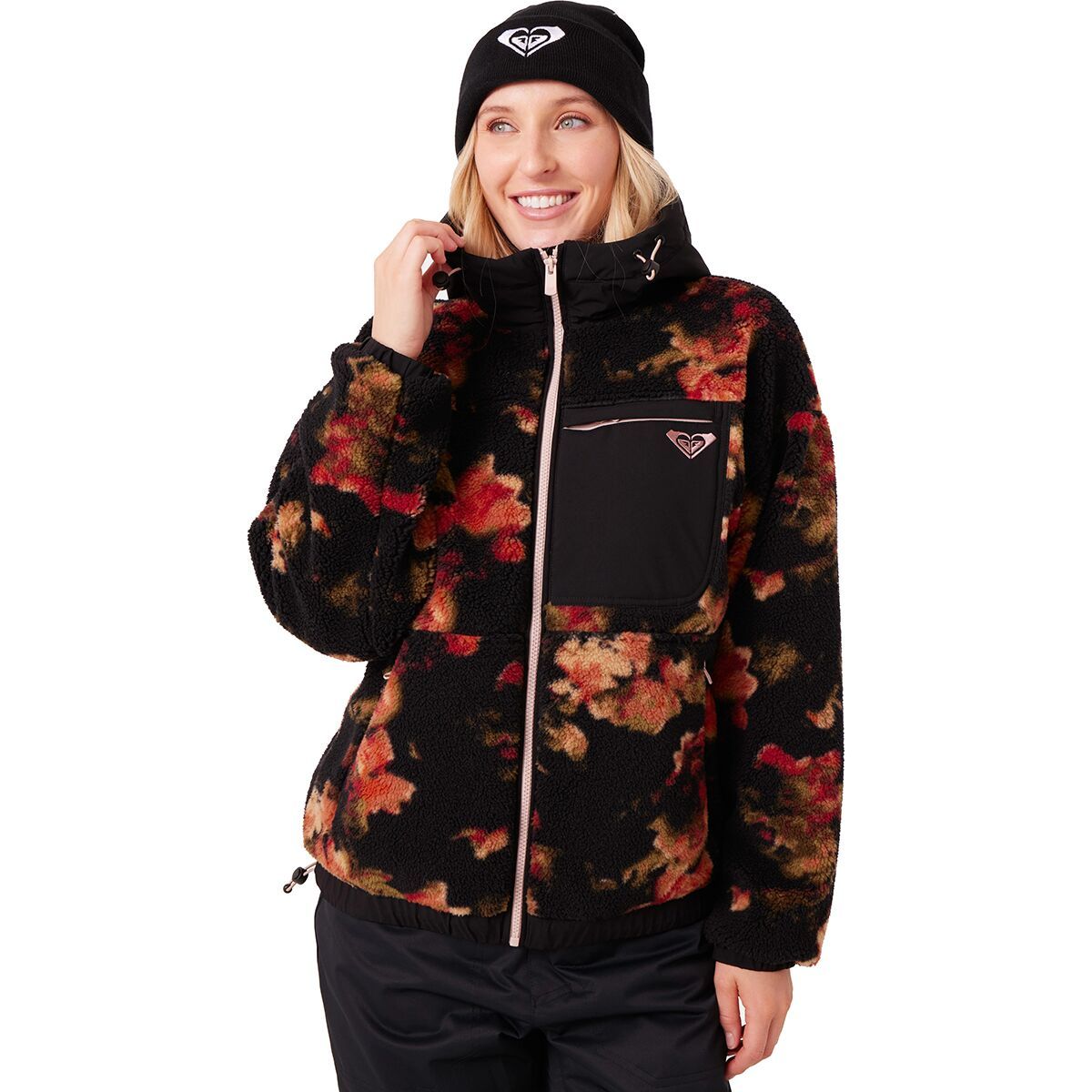 Image of Roxy Everest Full-Zip Hooded Sherpa - Women's Rose Garden, S
