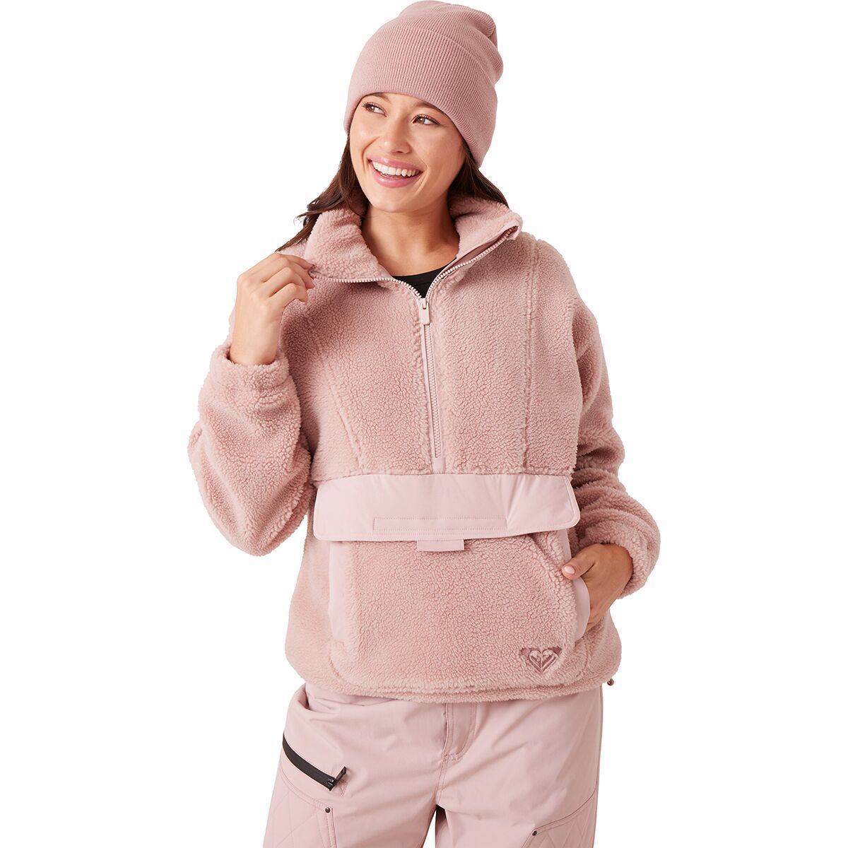 Image of Roxy Rita 1/2-Zip Sherpa Anorak - Women's Adobe Rose, M