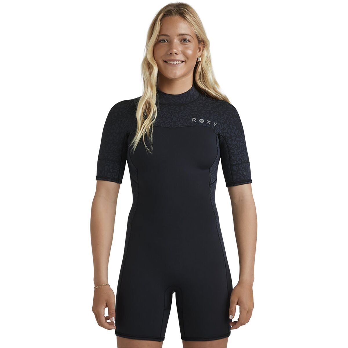 Image of Roxy 2mm Swell Series Back Zip Short-Sleeve Springsuit - Women's Animal Print, L