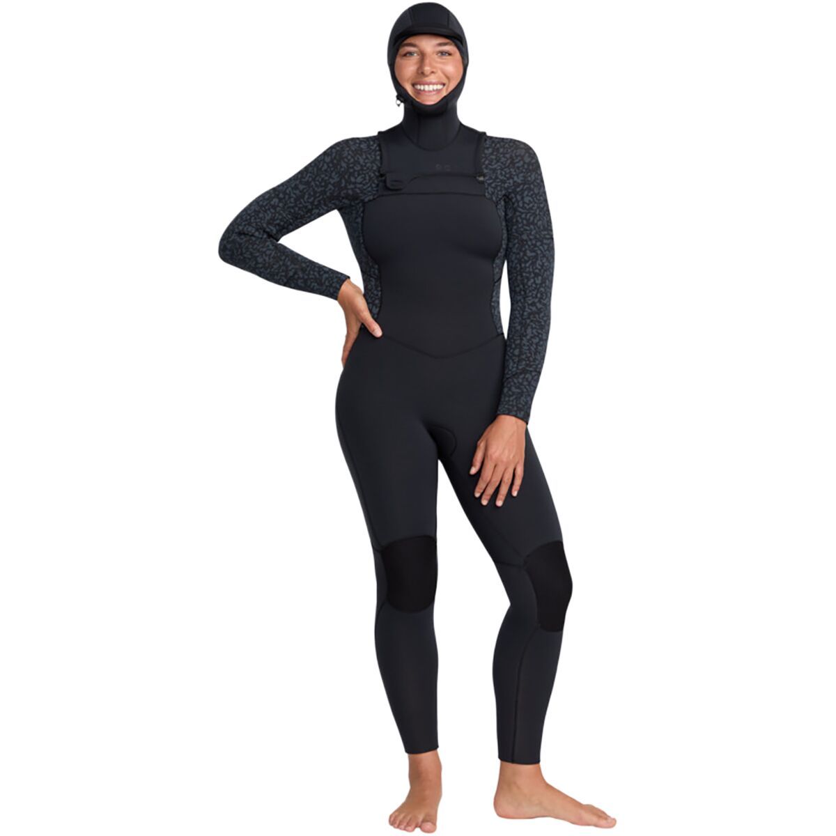 Image of Roxy 5/4/3mm Swell Series Chest Zip Hooded Wetsuit - Women's Animal Print, XS