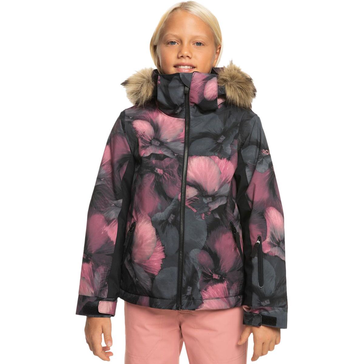 Image of Roxy American Pie Jacket - Girls 2024 True Black Pansy Pansy Rg, L(12)