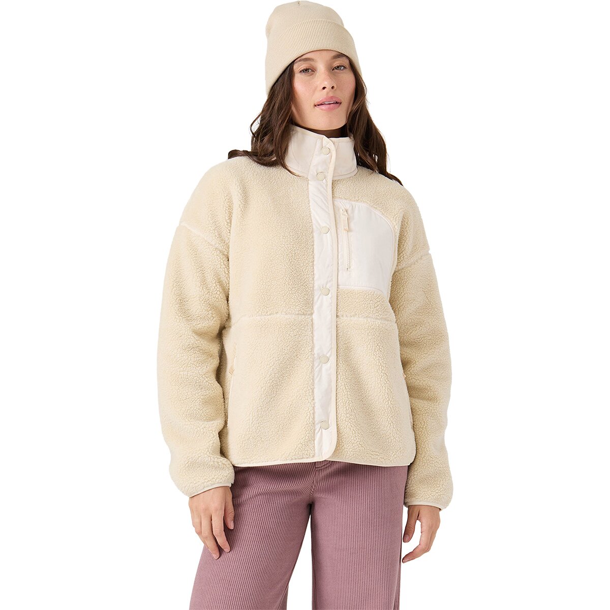 Roxy Roxy Axel Bonded Sherpa Jacket - Women's Fog, L - $100.00 at Backcountry.com