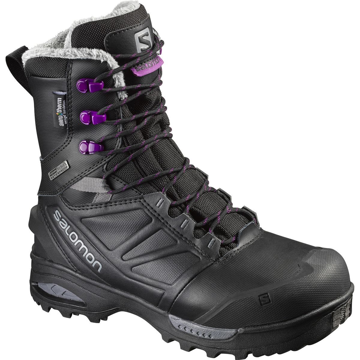 Salomon Toundra Pro CSWP Boot - Women's Black/Black/Passion Purple, US 10.0/UK 8.5