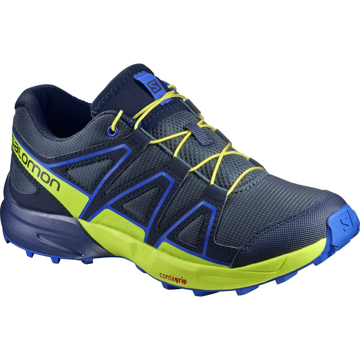 Salomon SpeedCross Jr Hiking Shoe - Boys' Ombre Blue/Sulphur Spring/Nautical Blue, 13.0