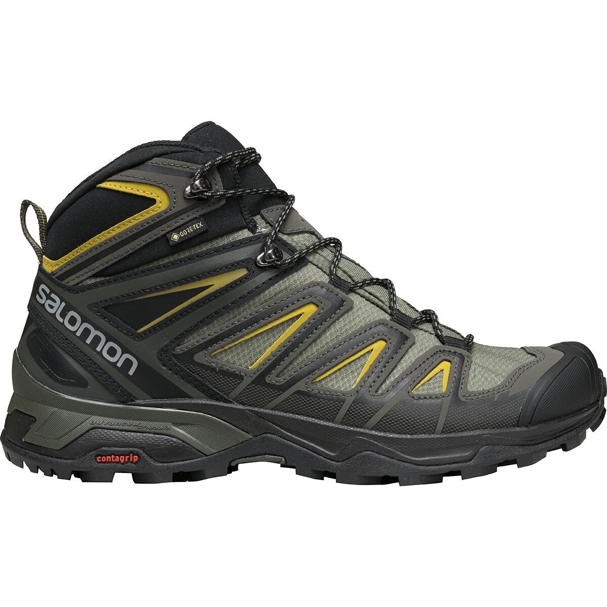 Salomon X Ultra 3 Mid GTX Hiking Boot - Men's Castor Gray/Black/Green Sulphur, US 9.0/UK 8.5