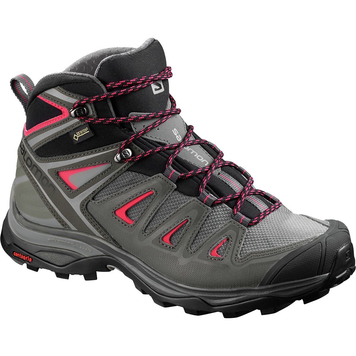 Salomon X Ultra 3 Mid GTX Hiking Boot - Women's Quiet Shade/Magnet/Virtual Pink, US 6.0/UK 4.5