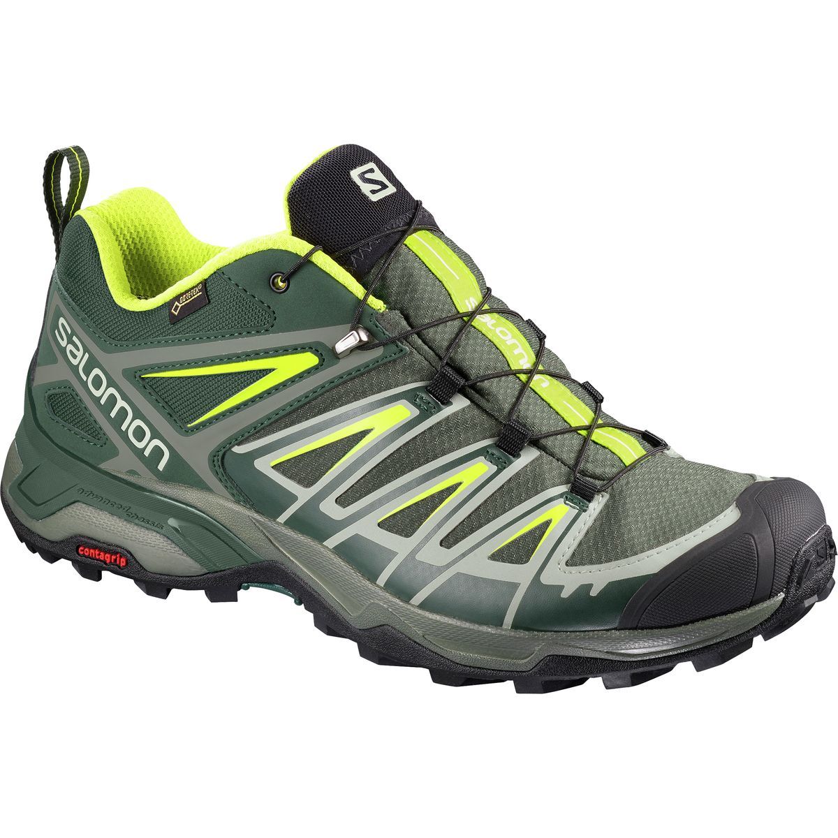Salomon X Ultra 3 GTX Hiking Shoe - Men's Castor Gray/Darkest Spruce/Acid Lime, US 11.5/UK 11.0